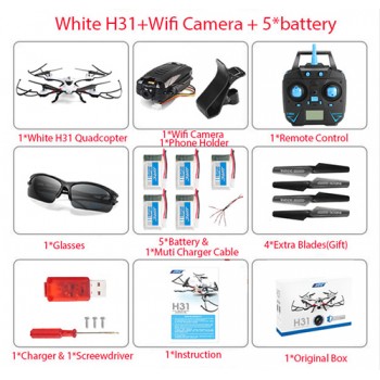 JJR/C JJRC H31 Waterproof Anti-crash 2.4G 0.3MP Wifi Camera Quadcopter Headless Mode LED RC Drone Toy Super Combo Battery*5