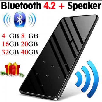 Btsmone new Bluetooth 4.2 version touch screen MP3 player built-in 16GB Portable Slim MP3 player with loud Speaker with FM/Radio
