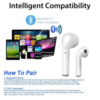 Wireless Earpiece Bluetooth Earphones I7 i7s TWS Earbuds Headset With Mic for iPhone sunsung xiaomi huawei lenovo htc LG TCL ect