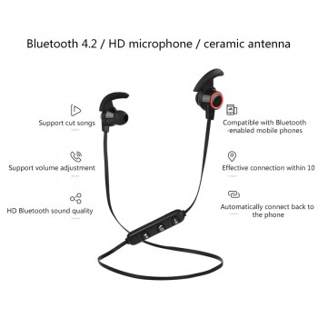 bluetooth sports Earphone Headset waterproof 4.2 Magnetic attraction Mic For iPhone X XS Max 6 8 Samsung S8 S9 huwai p20