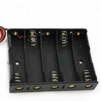5 x 1.5V AA Battery Slot Holder Case Box Wire Battery Storage Boxes Black   Sale XR649