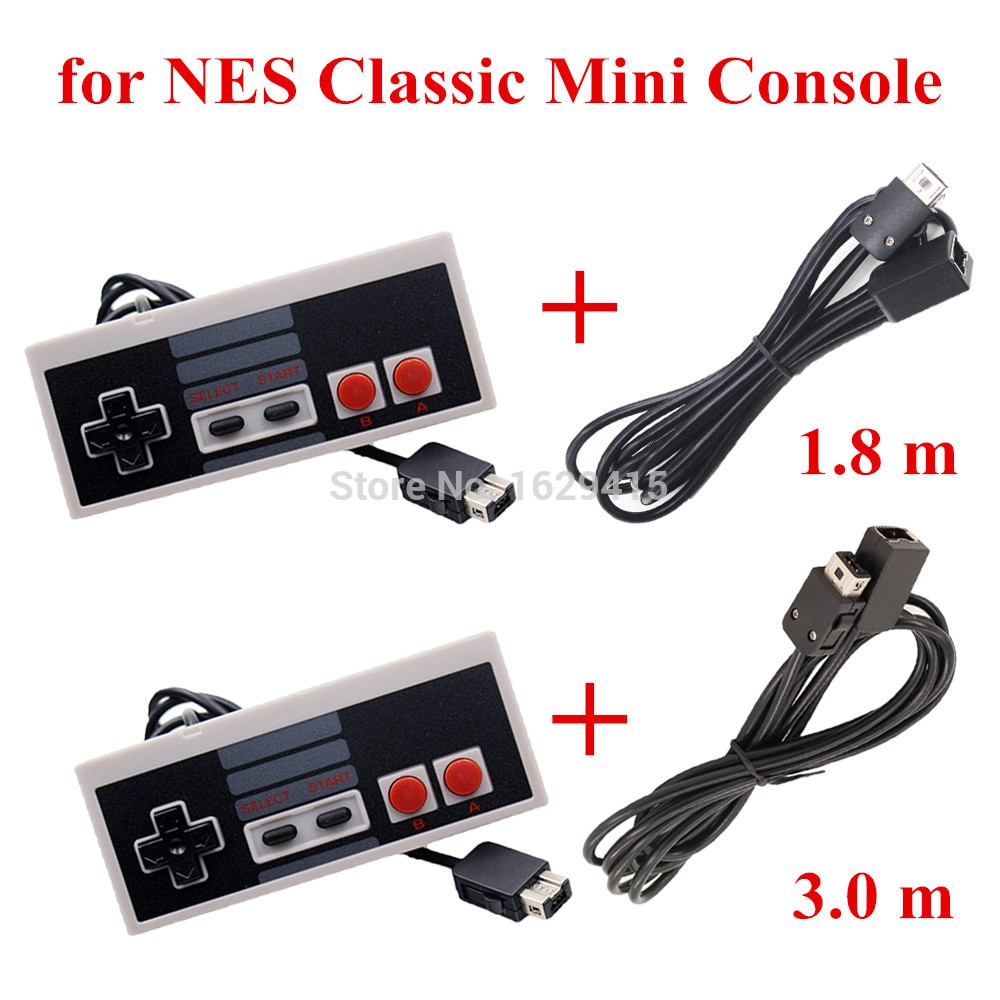 IVYUEEN For NES Classic Mini Entertainment System Console Controller Gamepad with 1.8m / 3.0m 10FT Extension Cable Cord