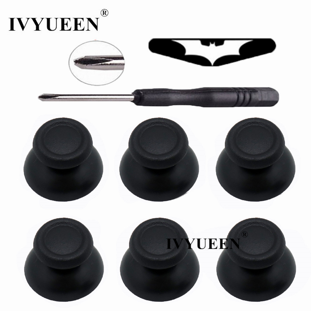 6 pcs Black Analog Stick + LED Light Bar Sticker for Sony Playstation 4 PS4 Slim Pro Controller Thumbsticks for Dualshock 4 Game