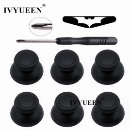 6 pcs Black Analog Stick + LED Light Bar Sticker for Sony Playstation 4 PS4 Slim Pro Controller Thumbsticks for Dualshock 4 Game