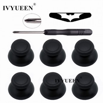 6 pcs Black Analog Stick + LED Light Bar Sticker for Sony Playstation 4 PS4 Slim Pro Controller Thumbsticks for Dualshock 4 Game