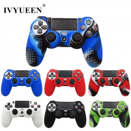 IVYUEEN Anti-slip Silicone Skin Case for Sony PlayStation Dualshock 4 PS4 Pro Slim Controller Cover with Thumb Stick Grips Caps
