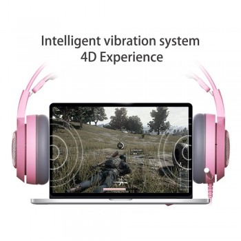 SOMIC G951 Pink Cat Headphones Virtual 7.1 Noise Cancelling Gaming Headphone Vibration LED USB Headset Girl Headsets for PC