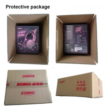 SOMIC G951 Pink Cat Headphones Virtual 7.1 Noise Cancelling Gaming Headphone Vibration LED USB Headset Girl Headsets for PC