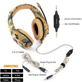ONIKUMA K1 PS4 Gaming Headset casque Wired PC Stereo Earphones Headphones with Microphone for New Xbox One/Laptop Tablet Gamer