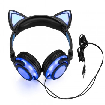 Powstro 2018 Cat  LED Headphones Cat Headphones Adult and Children Flash Luminous Headphones Headphone Gaming