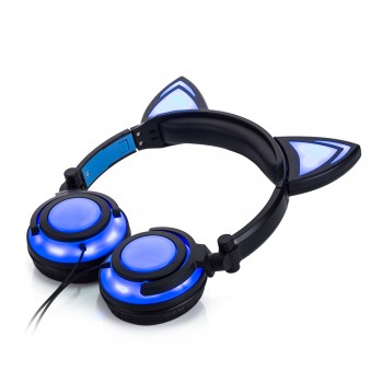 Powstro 2018 Cat  LED Headphones Cat Headphones Adult and Children Flash Luminous Headphones Headphone Gaming