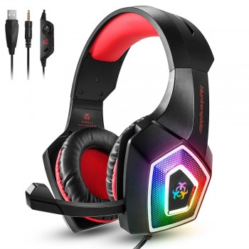 VirWir Stereo Gaming Headset Over ear headphones wired control with Mic LED Light Casque Gamer Headset for PC PS4 Xbox One
