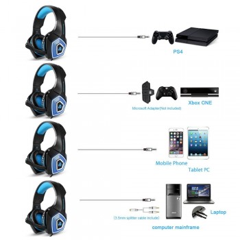 VirWir Stereo Gaming Headset Over ear headphones wired control with Mic LED Light Casque Gamer Headset for PC PS4 Xbox One