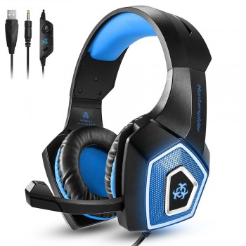 VirWir Stereo Gaming Headset Over ear headphones wired control with Mic LED Light Casque Gamer Headset for PC PS4 Xbox One
