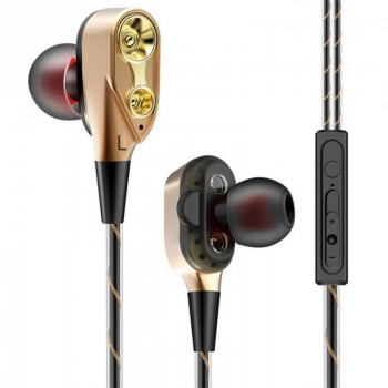 Mini Dual Driver Earphones 3.5mm Earbuds Hands Free Earphones Headphone With Microphone Dual Driver Headphone #2