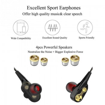 Mini Dual Driver Earphones 3.5mm Earbuds Hands Free Earphones Headphone With Microphone Dual Driver Headphone #2