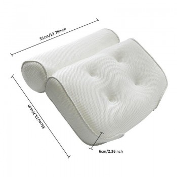 3D Mesh Bathroom Bathtub Pillow Non-Slip Cushioned Bath Tub Spa Pillow Backrest Headrest With Suction Cups Bath Cushion