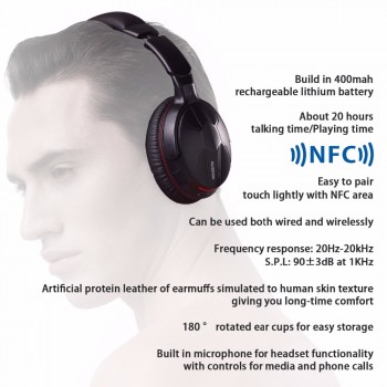 AUSDOM M04s HiFi NFC Bluetooth Headphone Over Ear Wireless Headphones with Mic Strong Bass Stereo Headset for iPhone Xiaomi PC
