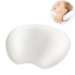 PU Bath Pillow Neck Back Support Waterproof Headrest Cushion with Suction Cups (White)