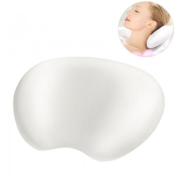PU Bath Pillow Neck Back Support Waterproof Headrest Cushion with Suction Cups (White)