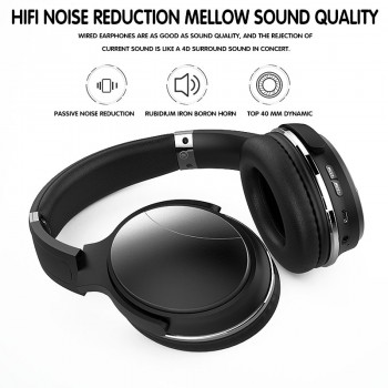 FDBRO HiFi Stereo Earphone Passive Noise Cancelling Wireless Bluetooth Headphones Foldable Headset with Mic Sport Music Earbuds
