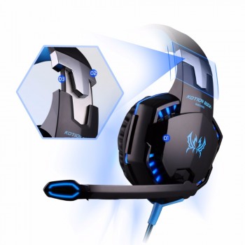 Kotion EACH G2000 Gaming Headset Stereo Deep Bass Headphones with Mic LED Light+Optical 5500DPI Gaming Mouse+Mouse pad for Gamer