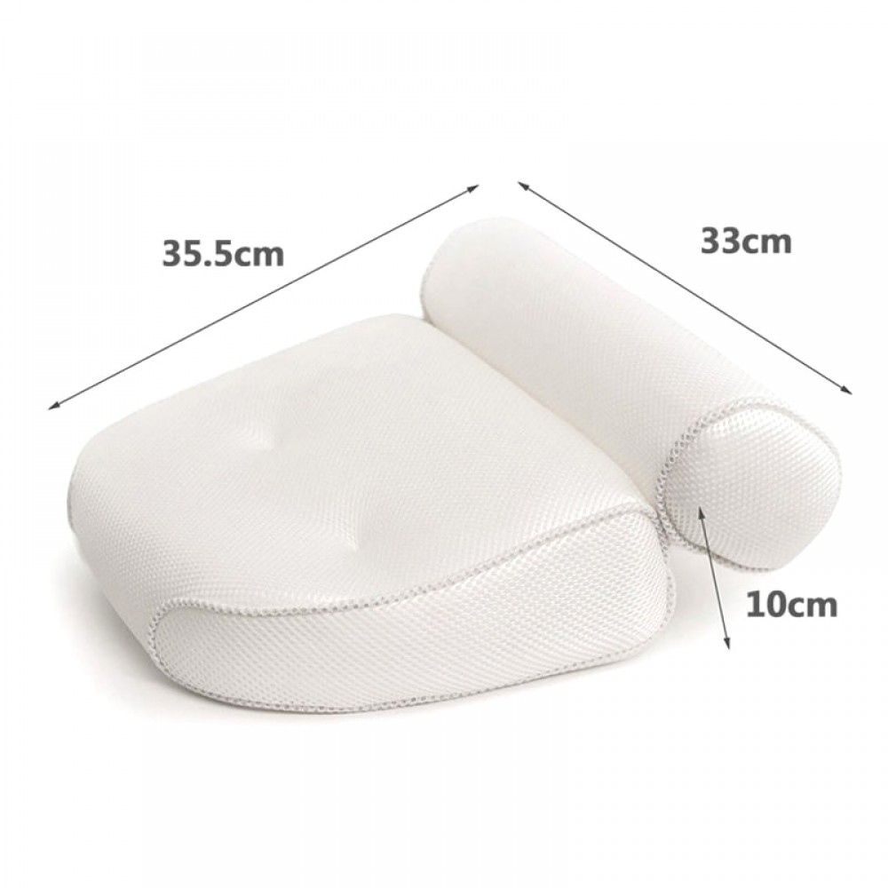 1 Pcs Anti-slip 3D SPA Breathable Home Bath Pillow Head Neck Rest Relax 4 Suction Cup J2Y