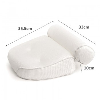 1 Pcs Anti-slip 3D SPA Breathable Home Bath Pillow Head Neck Rest Relax 4 Suction Cup J2Y
