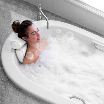 1 Pcs Anti-slip 3D SPA Breathable Home Bath Pillow Head Neck Rest Relax 4 Suction Cup J2Y