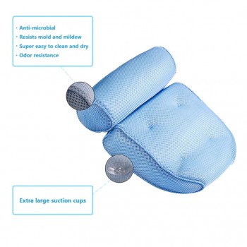 1 Pcs Anti-slip 3D SPA Breathable Home Bath Pillow Head Neck Rest Relax 4 Suction Cup XHC88