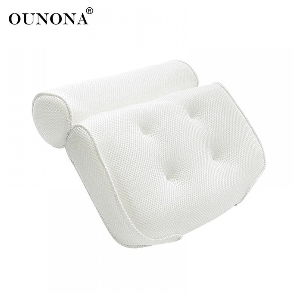 OUNONA Breathable 3D Mesh Spa Bath Pillow with Suction Cups Neck and Back Support Spa Pillow for Home Hot Tub