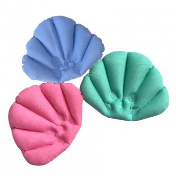 Home Bath Spa Neck PVC Inflatable Bath Pillows Suction Cups Shell Shaped Bathtub Pillow Random Color Bathroom Pillow Headrest