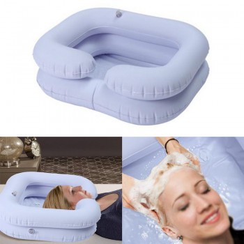 Inflatable Hair Washing Basin Portable Shampoo Tray With Drain Tube Handicap Bed Rest Aid Use Salon Treatment Hairdressing Tool