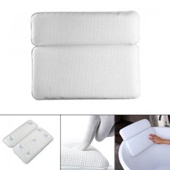 Spa Bath Pillow With Suction Cup Head Shoulder Neck Support Non-Slip Soft Pillows E2S
