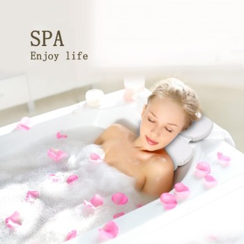 IHAD SPA Cushion Bath Pillow Non-slip Bathtub Headrest Soft Waterproof Bath Pillows with Suction Cups 48x38cm