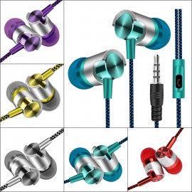 3.5mm Jack In-ear Earphone Metal Stereo Headphone Earbuds with Mic for iPhone For Xiaomi For Huawei