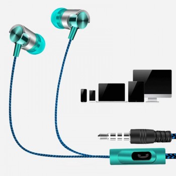 3.5mm Jack In-ear Earphone Metal Stereo Headphone Earbuds with Mic for iPhone For Xiaomi For Huawei