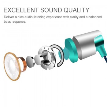 3.5mm Jack In-ear Earphone Metal Stereo Headphone Earbuds with Mic for iPhone For Xiaomi For Huawei