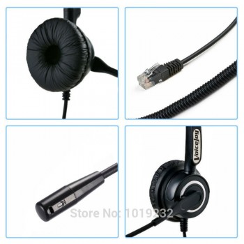 Free shipping Binaural RJ9/RJ11 headset with microphone Noise canceling phone headphones call center headset for Aastra Nortel