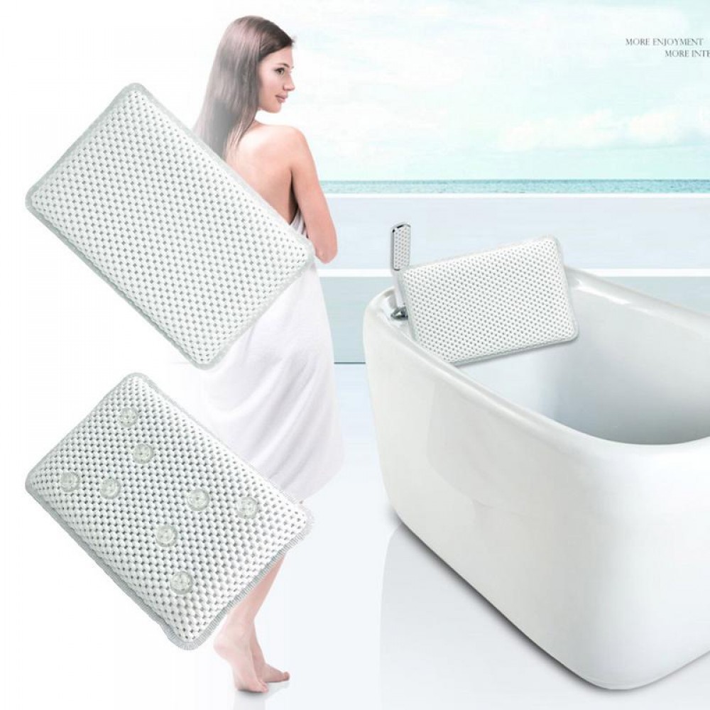 Flexible Comfort PVC Bath Pillow Bathtub Spa Pillow Headrest Bathroom Supplies Mesh Material Provide Enduring Comfort