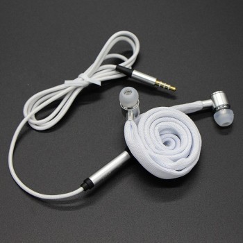 MoreBlue Shoelace Earphones Metal Stereo Super Bass Headphones Noise Reduction Earbuds Sport Running Headset With Mic