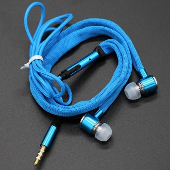 MoreBlue Shoelace Earphones Metal Stereo Super Bass Headphones Noise Reduction Earbuds Sport Running Headset With Mic