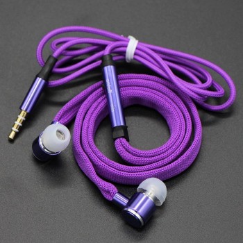 MoreBlue Shoelace Earphones Metal Stereo Super Bass Headphones Noise Reduction Earbuds Sport Running Headset With Mic