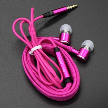 MoreBlue Shoelace Earphones Metal Stereo Super Bass Headphones Noise Reduction Earbuds Sport Running Headset With Mic