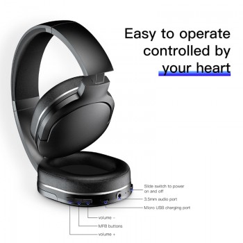 Baseus D02 Bluetooth Headphone, Adjustable amp; Foldable 25 Hours Music Play Wireless Earphone Portable Bluetooth Earphoe with Mic
