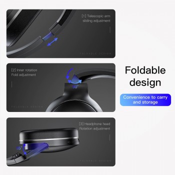 Baseus D02 Bluetooth Headphone, Adjustable amp; Foldable 25 Hours Music Play Wireless Earphone Portable Bluetooth Earphoe with Mic