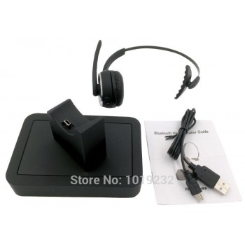Bluetooth Headset Over-The-Head Multi-Point Bluetooth Headphones with Charging Dock Base Hands Free Calling for Android iPhone