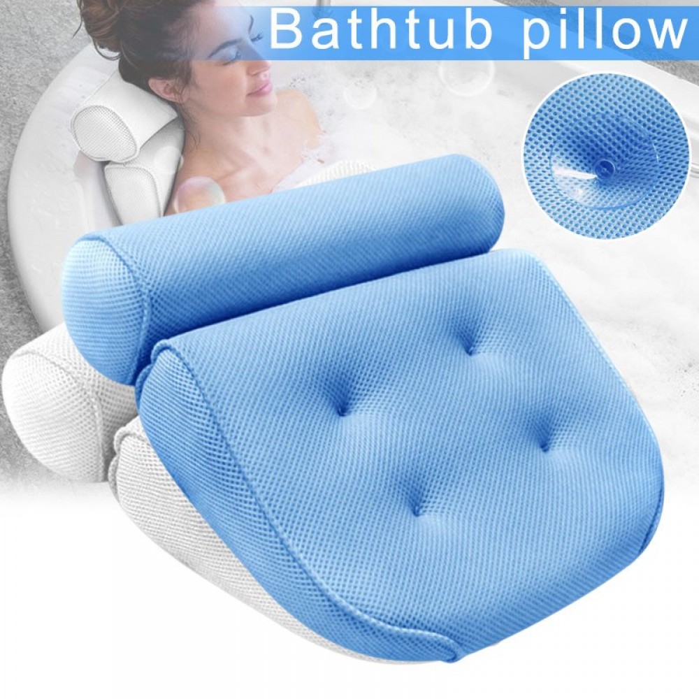 Hot Sale 1 Pcs Anti-slip 3D SPA Breathable Home Bath Pillow Head Neck Rest Relax 4 Suction Cup