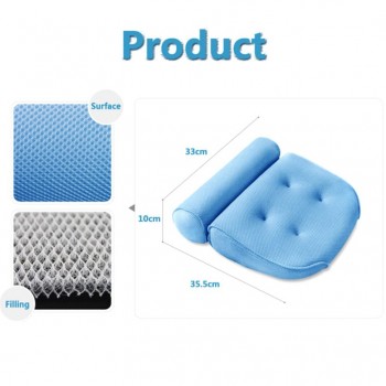 Hot Sale 1 Pcs Anti-slip 3D SPA Breathable Home Bath Pillow Head Neck Rest Relax 4 Suction Cup