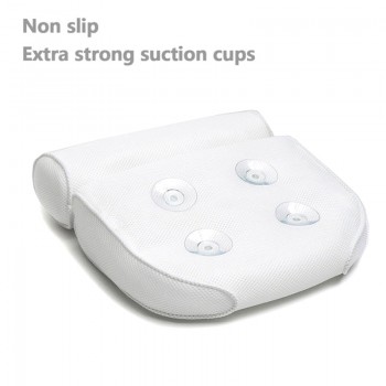 Hot Sale 1 Pcs Anti-slip 3D SPA Breathable Home Bath Pillow Head Neck Rest Relax 4 Suction Cup